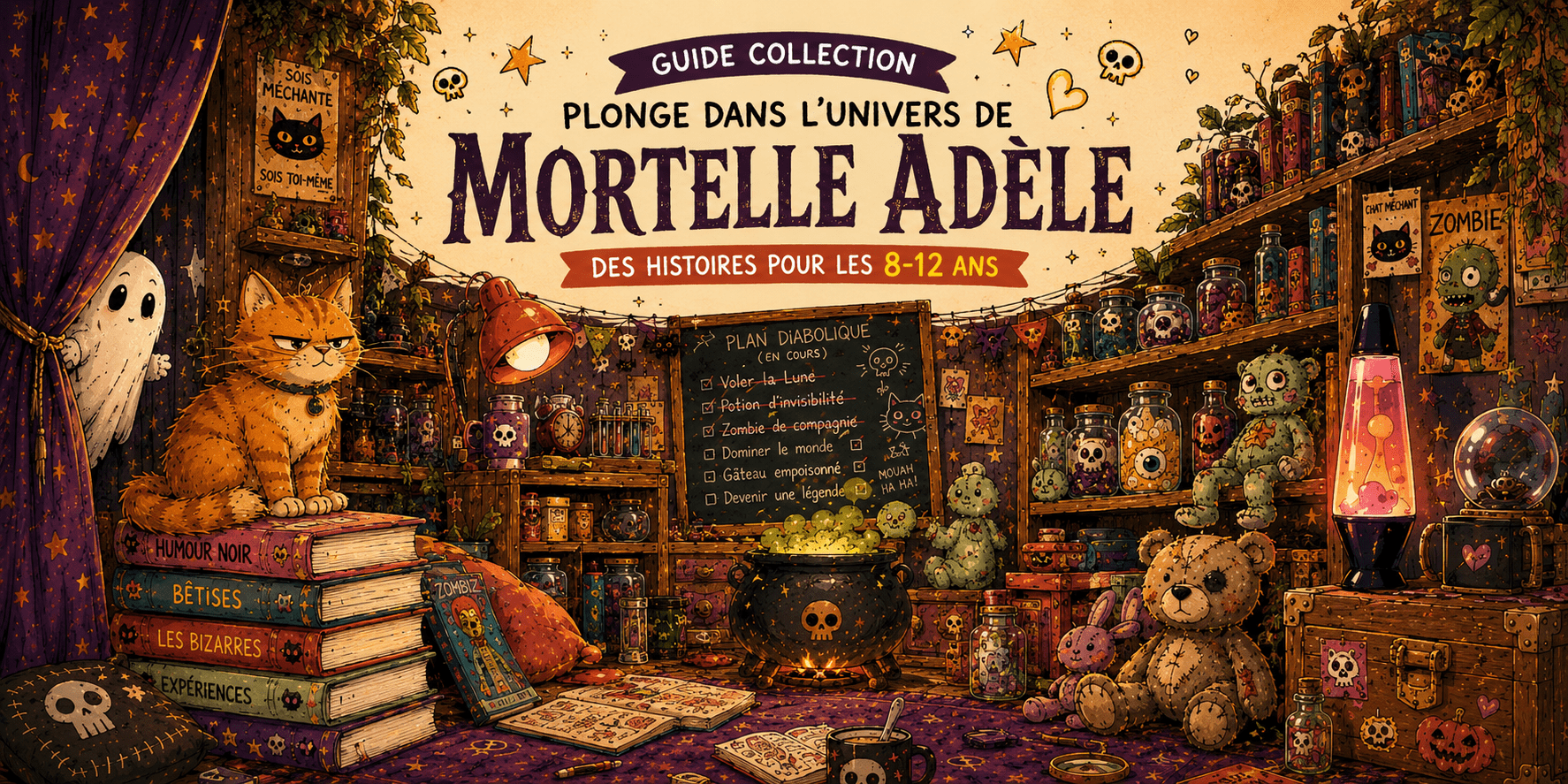 Guide des 23 tomes de la collection Mortelle Adèle en BD jeunesse pour enfants de 8 à 12 ans